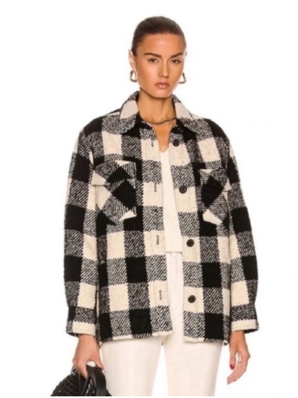 Nili Lotan Lenore Plaid Wool Barn Coat